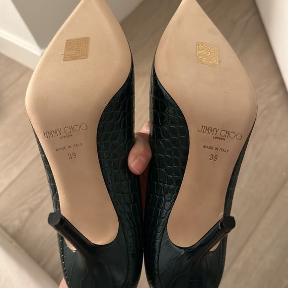 NEW never worn Jimmy Choo Green Croc Embossed Love Heels - Picture 6 of 6